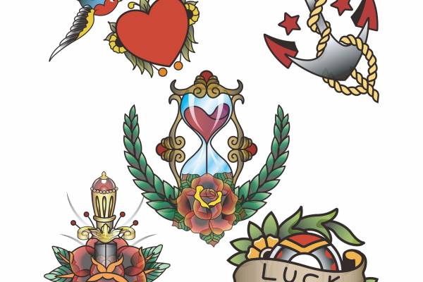 燕子 心形 宝剑花卉矢量图裁片烫图印花花型