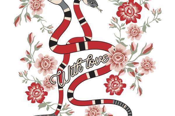 植物花朵英文字母蛇类矢量图裁片烫图花型