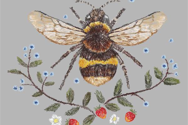 植物叶子蜜蜂矢量图纺织裁片烫图花型