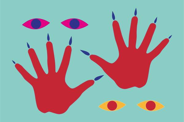 手掌眼睛印花矢量图服装裁片烫图印花花型