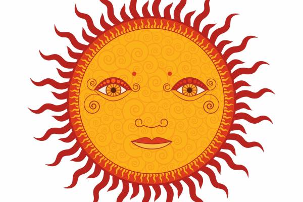 几何太阳人脸矢量图服装纺织裁片烫图印花矢量图