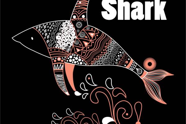 鱼类民俗几何花纹字母矢量图服装裁片烫图印花花型