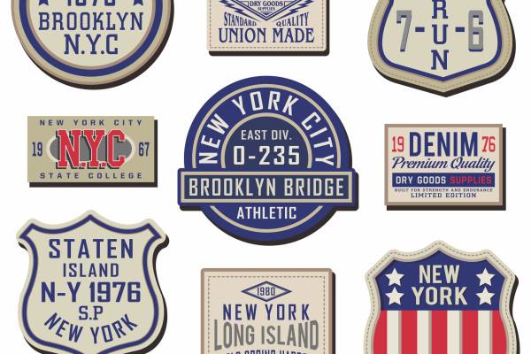 几何徽章图案矢量图服装裁片烫图花型