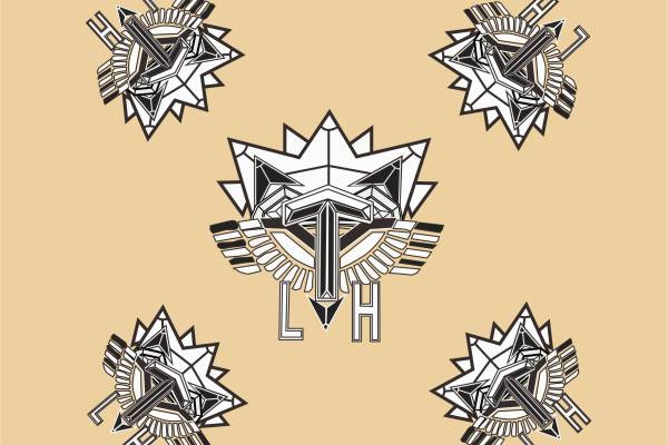 几何多边形徽章矢量图服装裁片T恤烫图印花花型