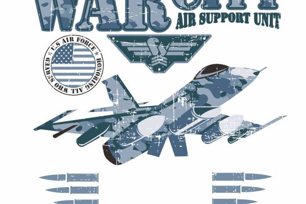 字母战斗机美国国旗徽章服装裁片烫图印花花型矢量图