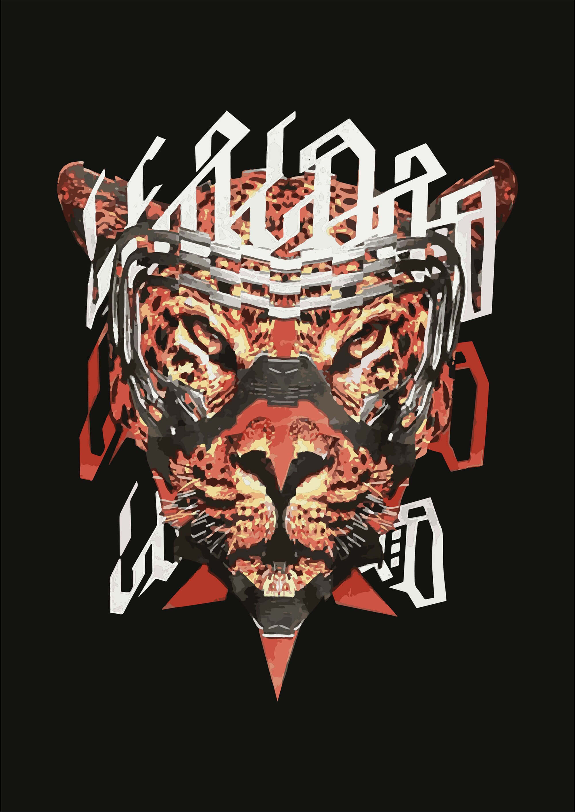 豹子几何字母矢量图烫图服装裁片印花花型