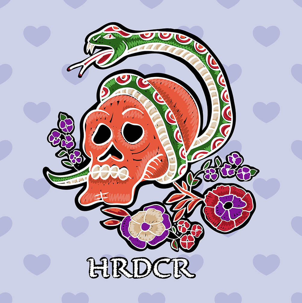 蛇 骷髅头植物花卉矢量图裁片烫图印花花型