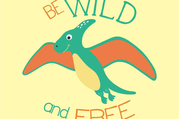 卡通恐龙字母印花矢量图服装裁片烫图印花花型