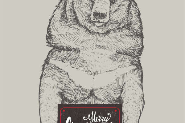 狗熊帽子字母矢量图服装裁片烫图印花花型