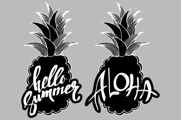 菠萝字母拼接矢量图服装裁片烫图印花花型