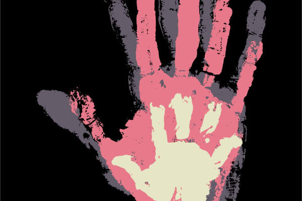 人物手掌印花矢量图服装裁片烫图印花花型