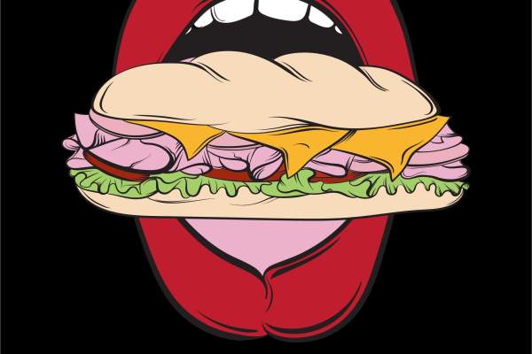 嘴唇汉堡印花矢量图服装裁片烫图印花花型