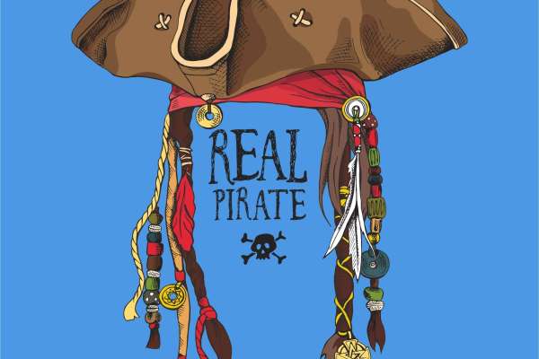 海贼帽骷髅头字母矢量图服装裁片烫图印花花型