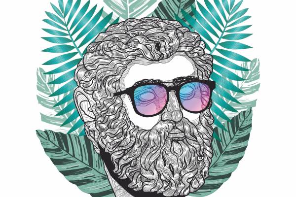 复古人物头像植物叶子字母矢量图服装裁片烫图印花花型