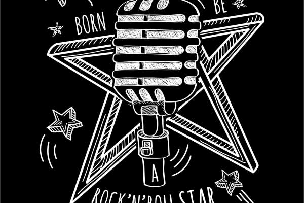 五角星麦克风字母印花矢量图服装裁片烫图印花花型