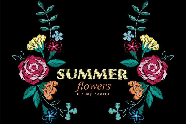 植物花朵字母烫图矢量图服装裁片印花花型