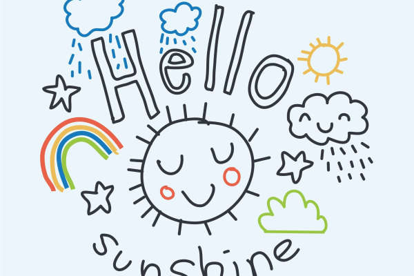 卡通涂鸦字母云朵矢量图儿童服装裁片烫图印花花型