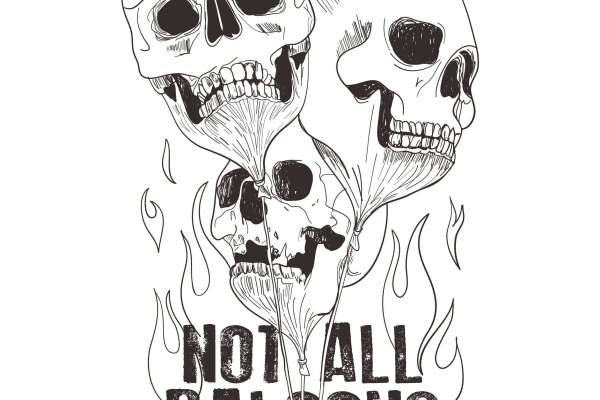 骷髅头气球字母矢量图服装裁片烫图印花花型