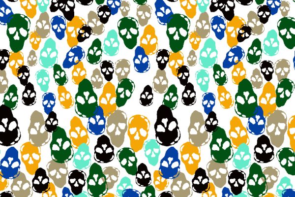 多彩几何骷髅头矢量图服装面料水印数码印花金昌花型