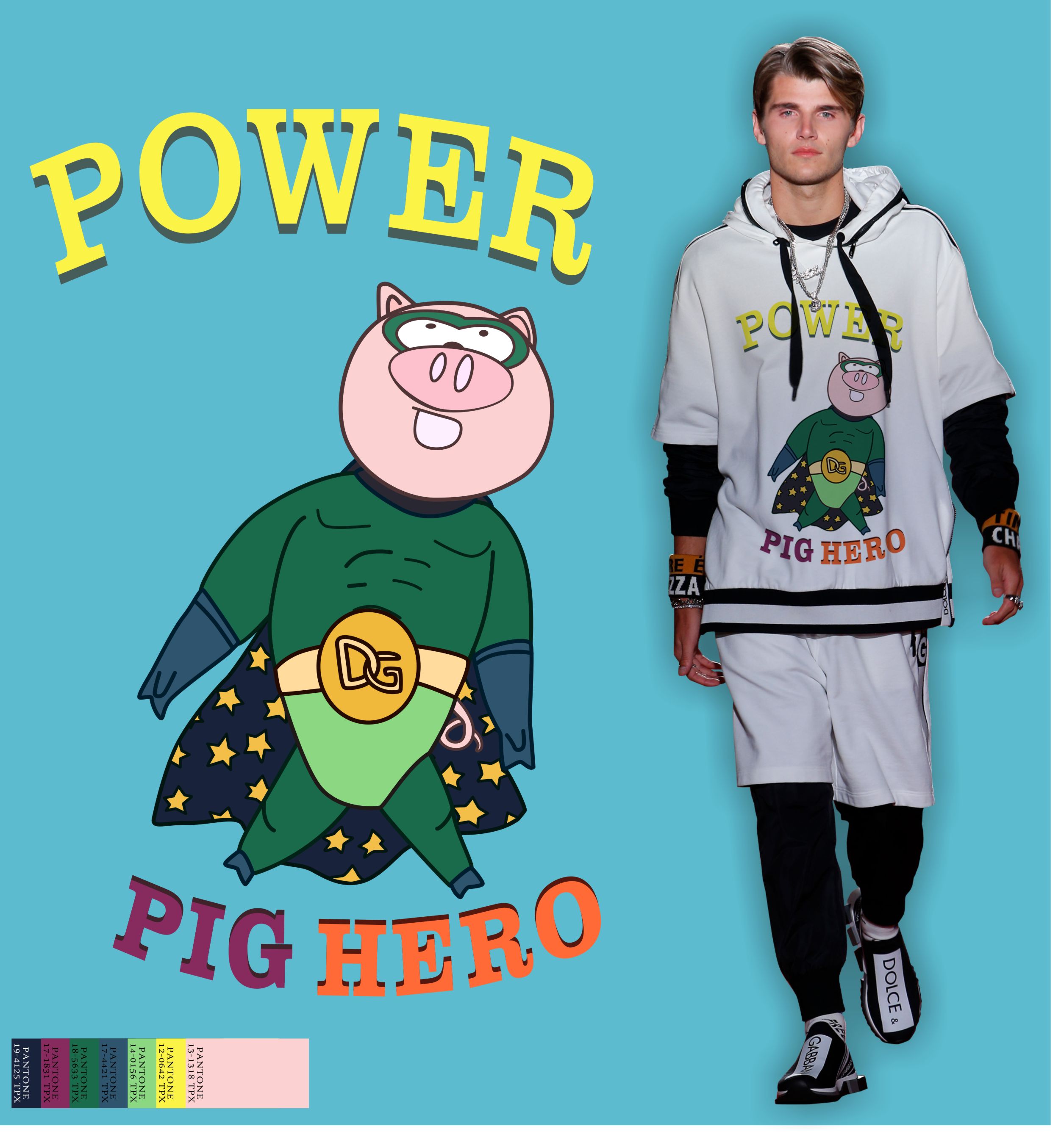 猪猪侠字母矢量图服装裁片烫图印花矢量图