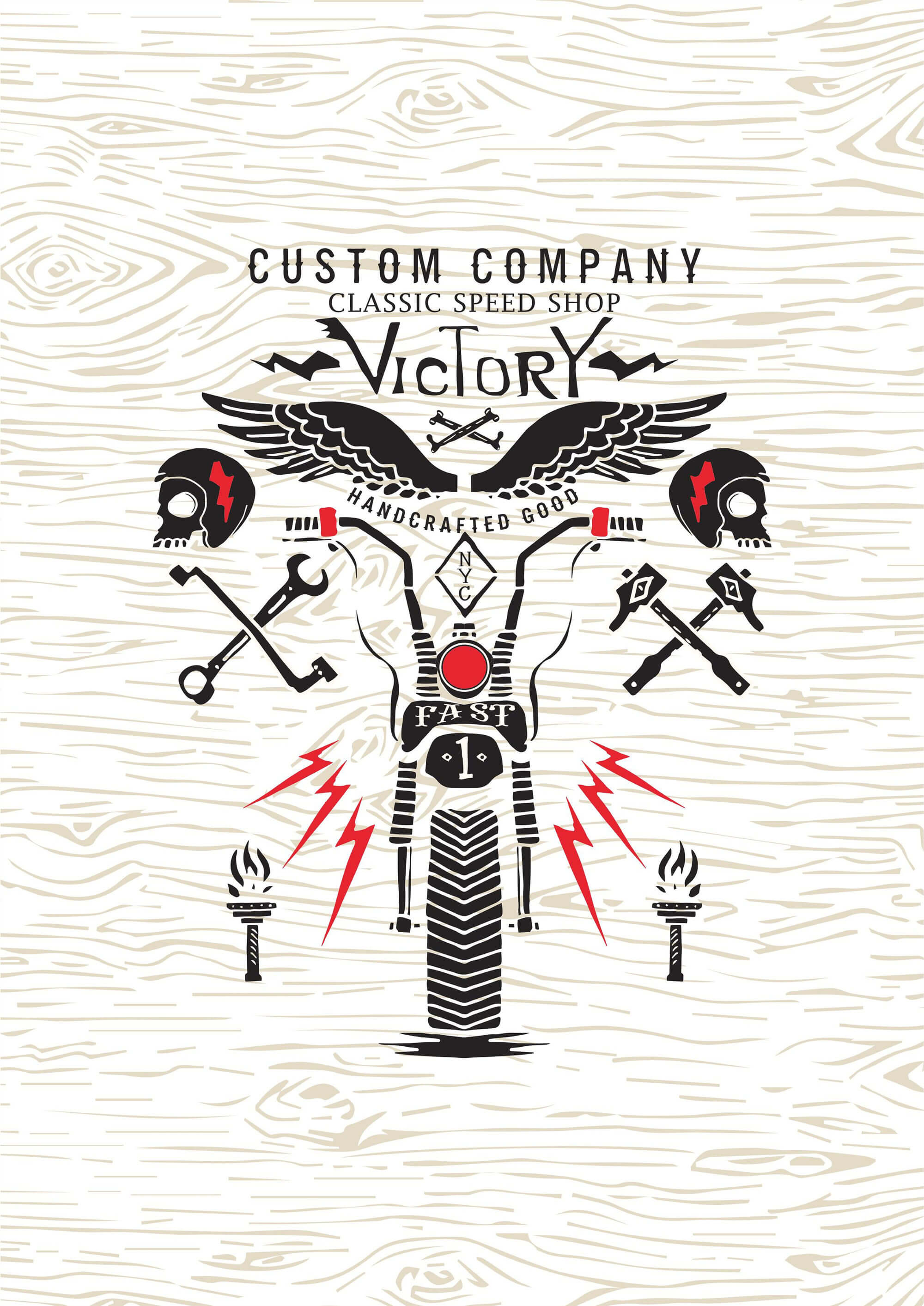 朋克机车风字母印花矢量图服装裁片烫图印花花型