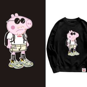 小猪佩奇墨镜字母supreme矢量图服装裁片烫图印花花型