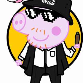 小猪佩奇墨镜字母矢量图社会人服装裁片烫图印花花型