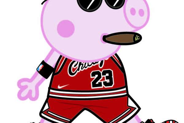 小猪佩奇雪茄矢量图服装裁片烫图印花花型