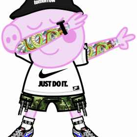 小猪佩奇纹身龙耐克标志矢量图服装裁片烫图印花花型