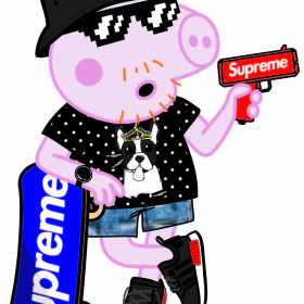 小猪佩奇滑板supreme矢量图服装裁片烫图印花花型