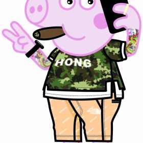小猪佩奇手机雪茄矢量图服装裁片烫图印花花型