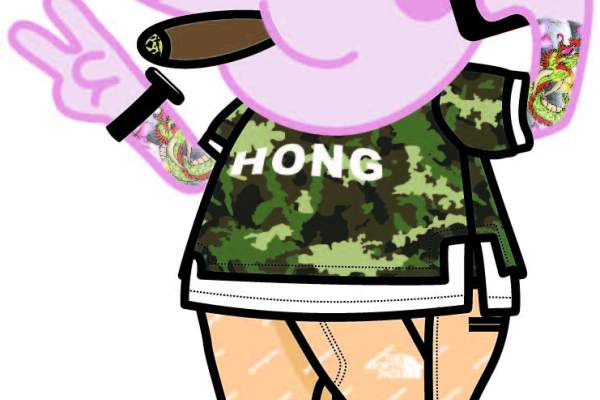 小猪佩奇手机雪茄矢量图服装裁片烫图印花花型