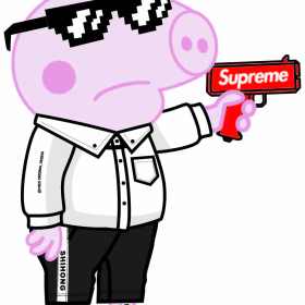小猪佩奇墨镜supreme矢量图服装裁片烫图印花花型