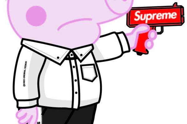 小猪佩奇墨镜supreme矢量图服装裁片烫图印花花型