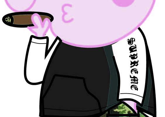 小猪佩奇帽子supreme矢量图服装裁片烫图印花花型