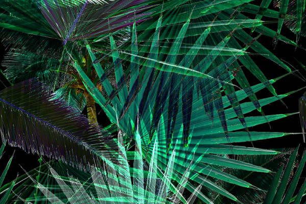 绿色植物叶子激光矢量图服装面料水印数码印花花型