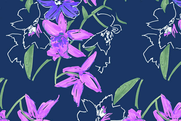 植物花卉杜鹃花矢量图服装面料印花花型