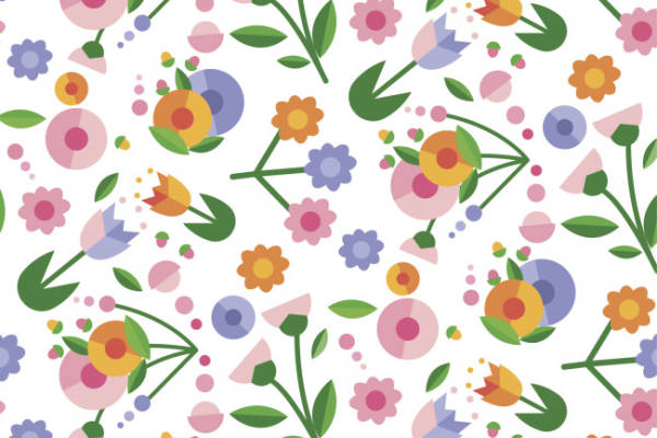扁平卡通花卉矢量图服装面料数码印花花型