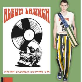 黑胶片骷髅头字母矢量图服装裁片烫图印花花型