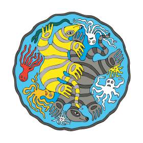 几何卡通海洋动物动画矢量图服装裁片烫图印花花型