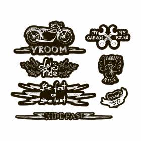 摩托车字母心形矢量图服装裁片烫图徽章矢量图