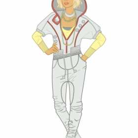 女士连帽套装设计矢量图