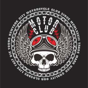 字母骷髅头链子矢量图服装裁片烫图印花花型