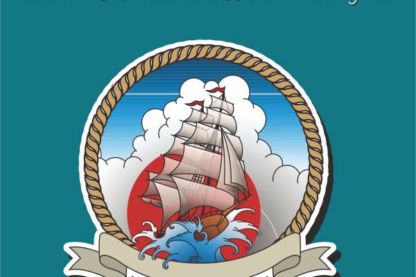 大海帆船字母几何花纹矢量图服装裁片T恤烫图印花花型