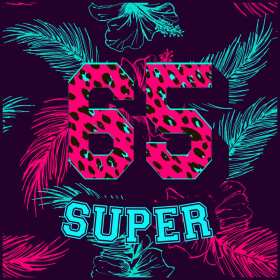 荧光豹纹字母数字65矢量图服装裁片烫图T恤印花花型