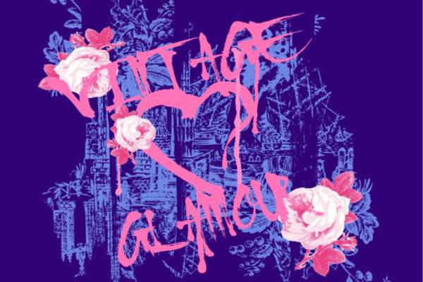 几何涂鸦字母玫瑰花矢量图服装T恤烫图印花花型