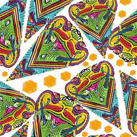 多彩几何抽象心形矢量图服装面料数码印花花型