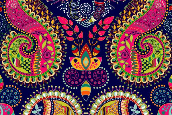 几何民族风腰果矢量图服装面料水印数码印花花型