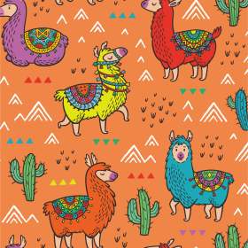 羊驼仙人掌民族花纹矢量图服装面料数码印花花型