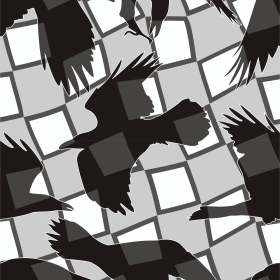 动物鸟类乌鸦几何正方形矢量图服装面料数码印花花型